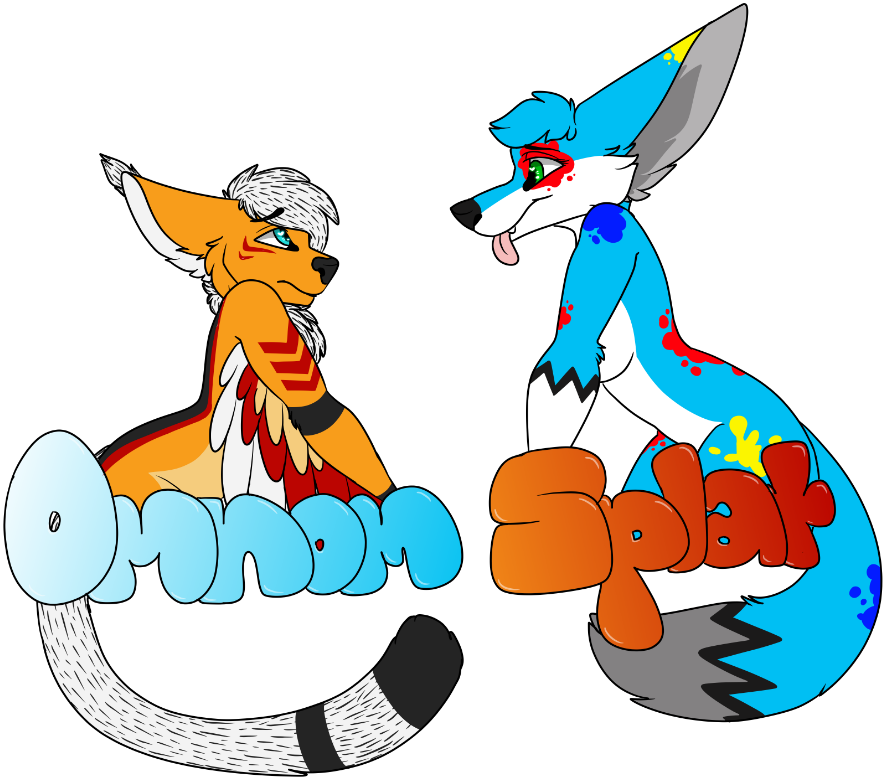 [g] Omnom & Splat Couples Badges Clipart (885x779), Png Download