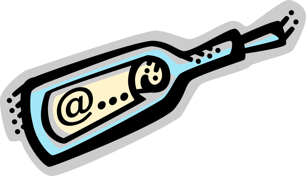 Vector Illustration Of Message In Bottle Metaphor Of Clipart (1219x700), Png Download