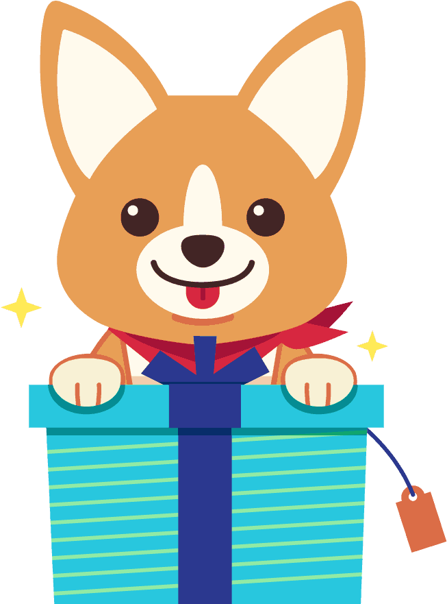 Corgi With A Gift Clipart (1000x1000), Png Download