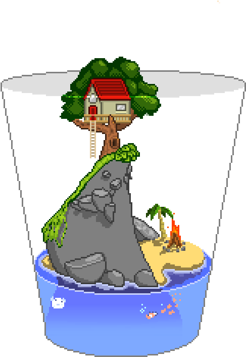 [oc][cc] Island In A Glass Clipart (684x834), Png Download