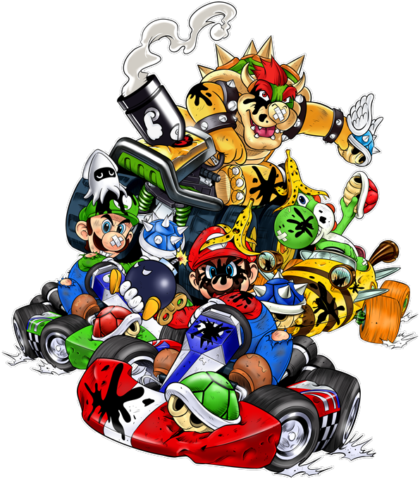 Bowser, Mario, Luigi And Yoshi Preview Clipart (596x680), Png Download