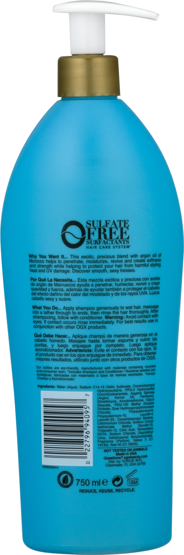 Ogx Salon Size Renewing Argan Oil Of Morocco Shampoo Clipart (1800x1800), Png Download