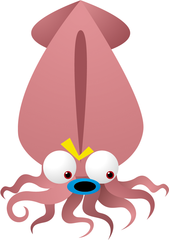 卡通瞪大眼的鱿鱼 Clipart (1000x1000), Png Download