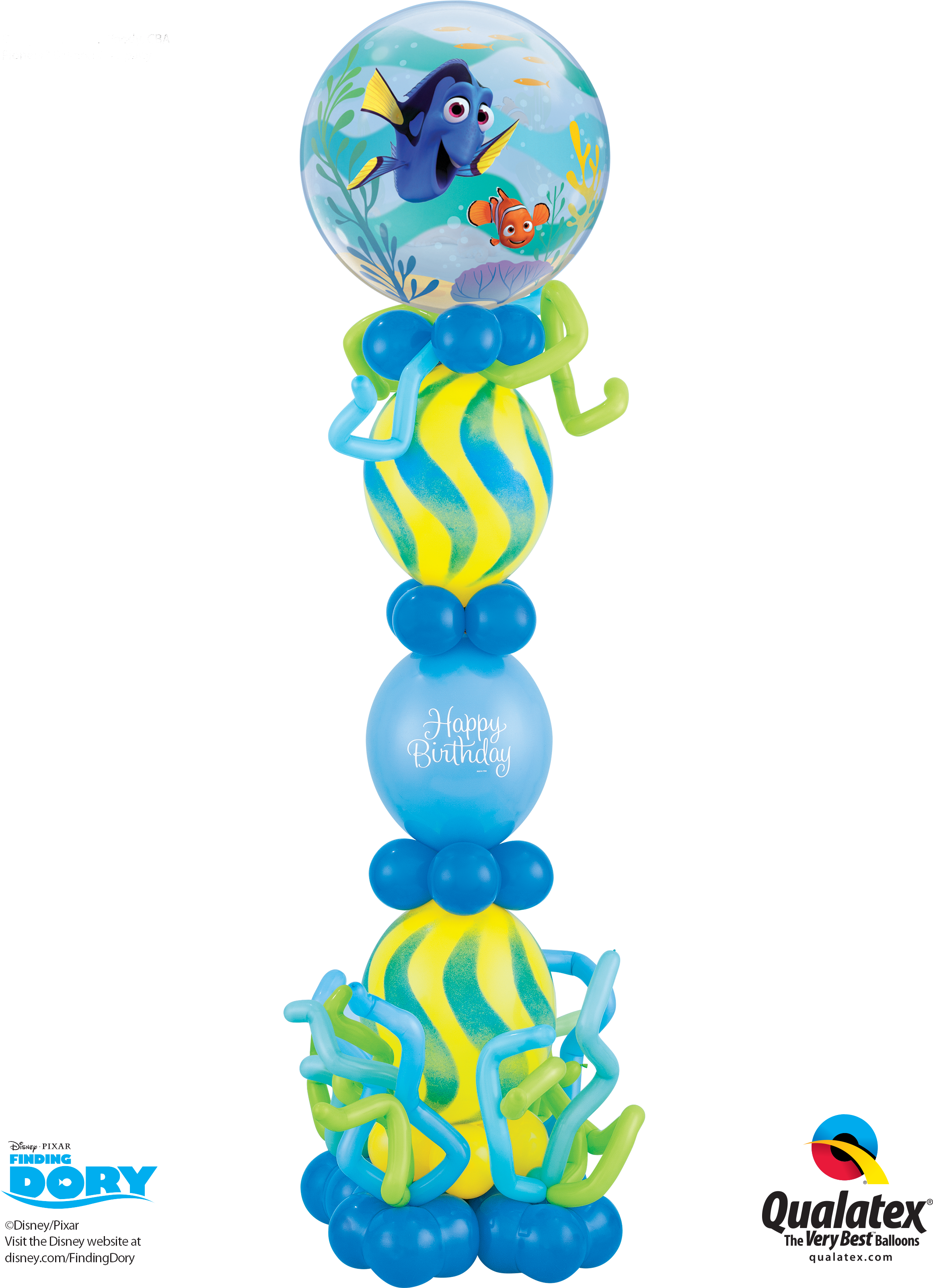 Finding Dory Birthday Column Balloon Decorations Clipart (3200x3200), Png Download