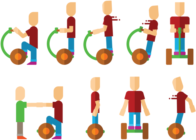 Playing Segway Vector Clipart (700x490), Png Download