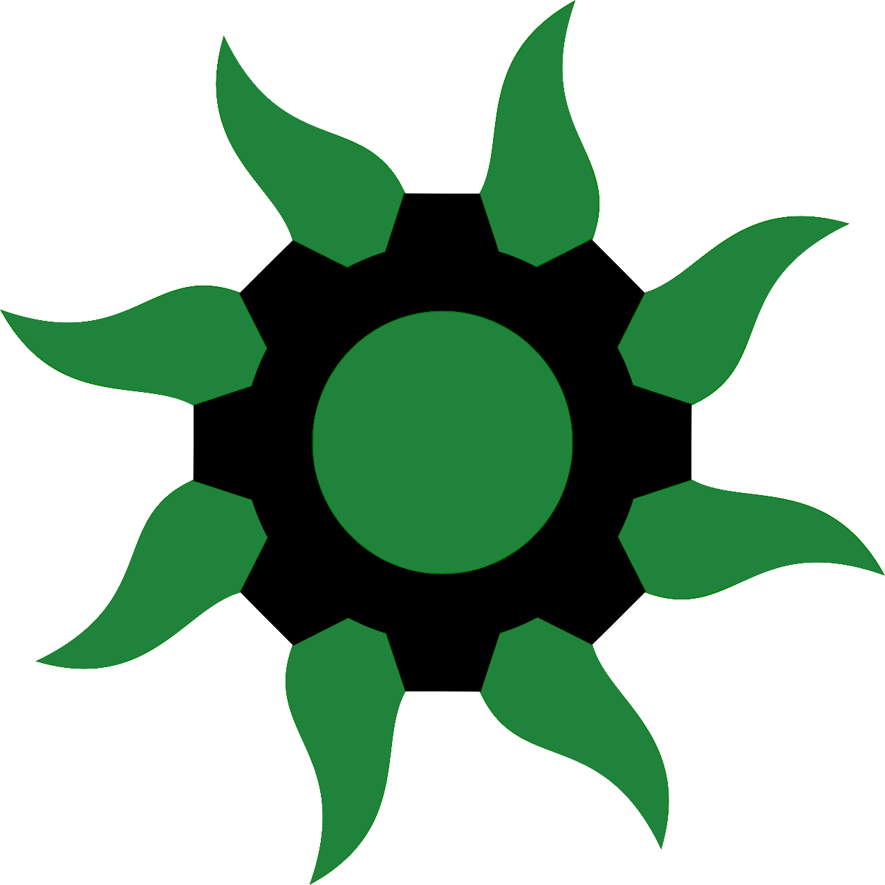 An Eight-toothed Black Gear Symbol, With A Large Green Clipart (1280x1280), Png Download