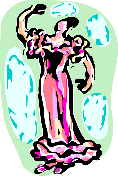 Vector Illustration Of Spanish Flamenco Dancer Dancing Clipart (468x700), Png Download