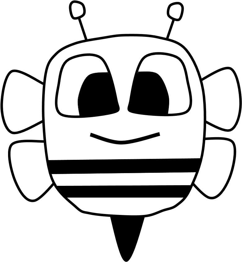 Bee, Big Eyes, Black And White, Cartoon Animal, Png Clipart (816x1056), Png Download