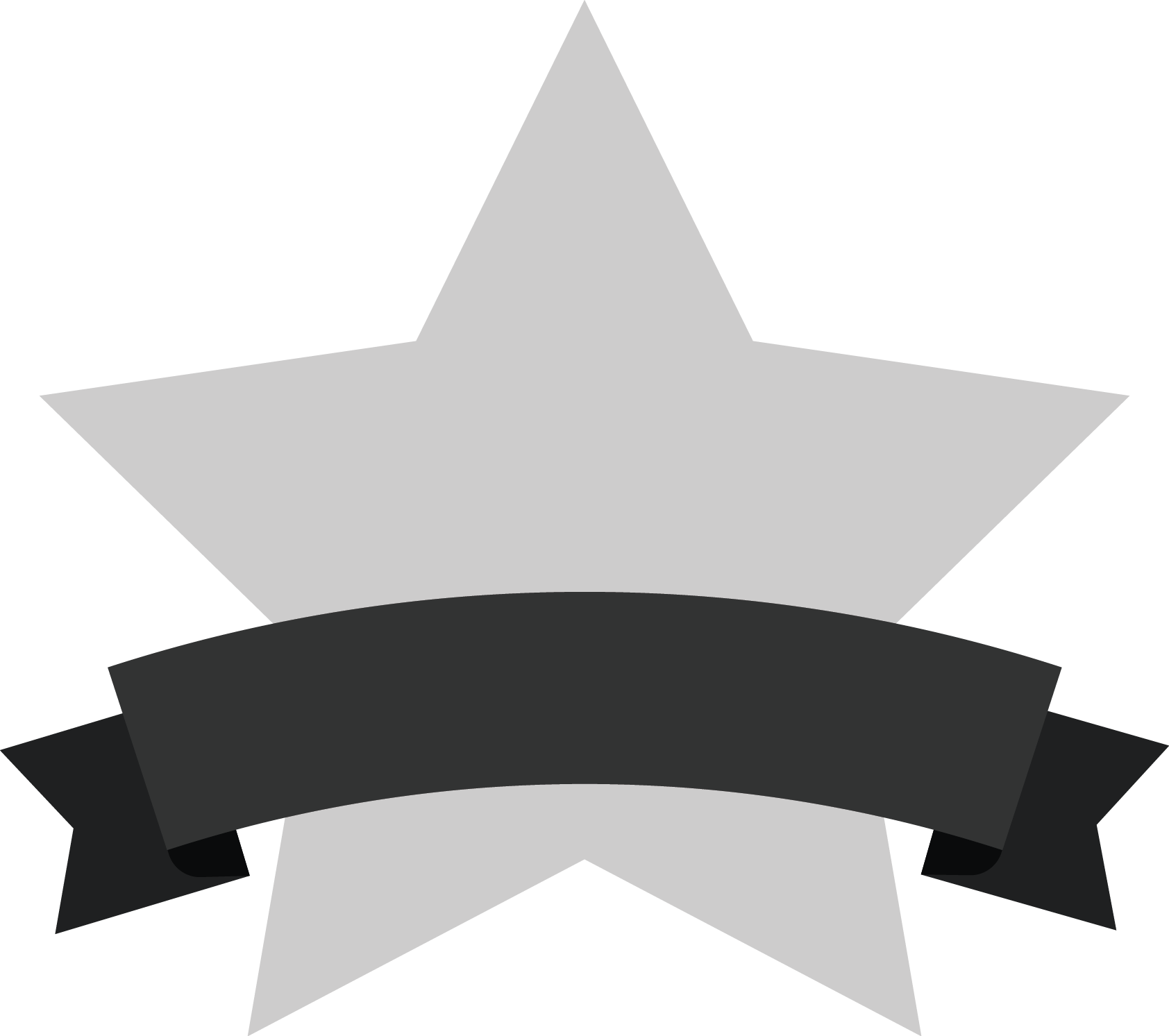 Gray Star Badge With Black Ribbon Clipart (1684x1493), Png Download