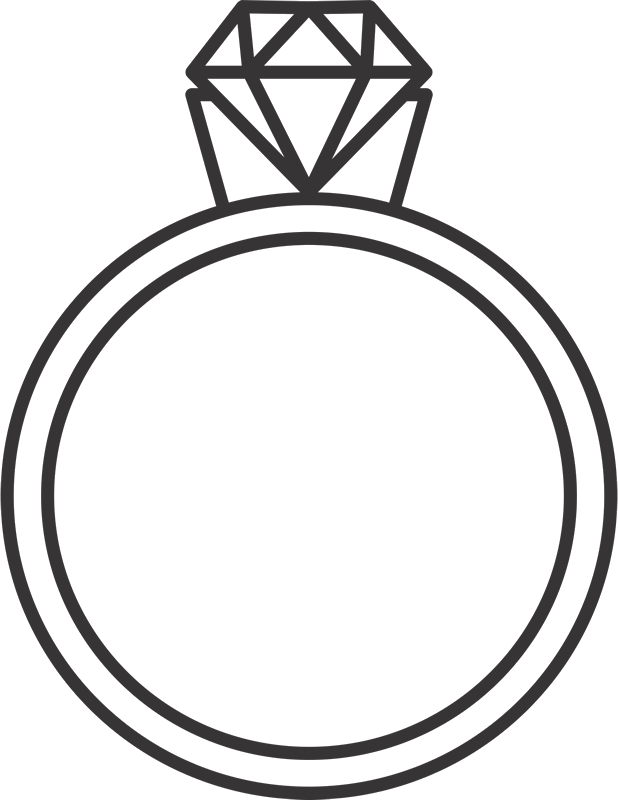 Diamond Ring Side View Rubber Stamp Clipart (618x800), Png Download