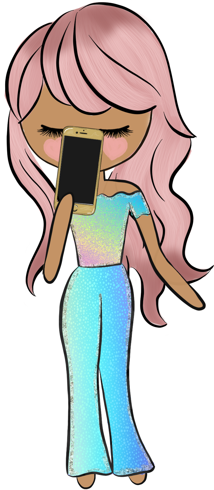 Pretty Dolls - Selfie Clipart (726x1663), Png Download