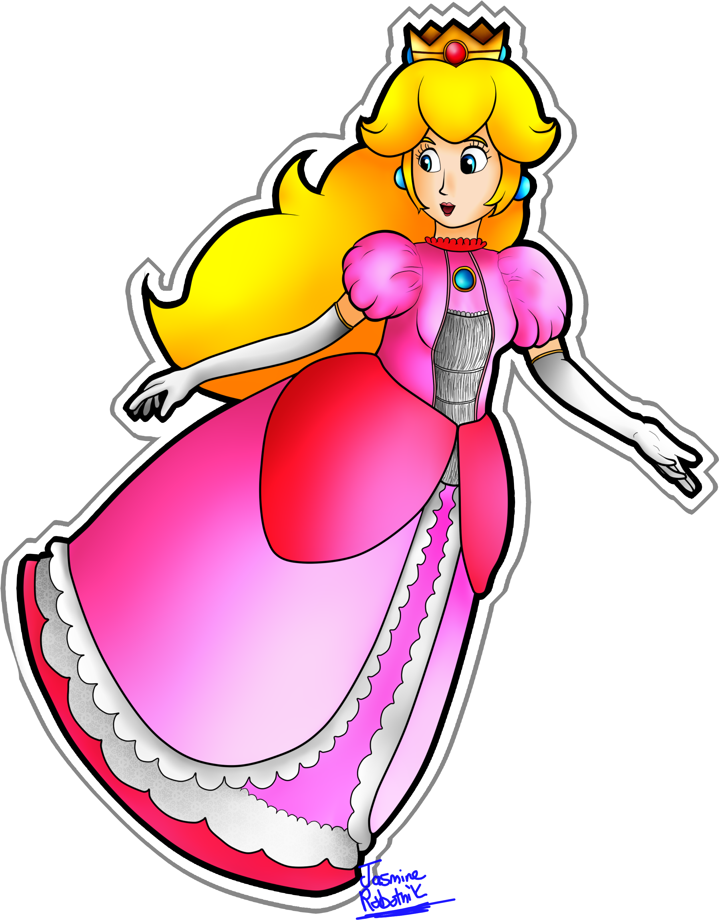 Princess Peach Sticker Clipart (3666x3635), Png Download