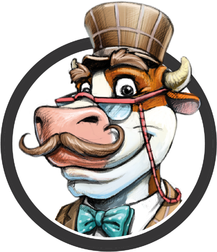 Vintage Cash Cow Logo Clipart (964x1024), Png Download