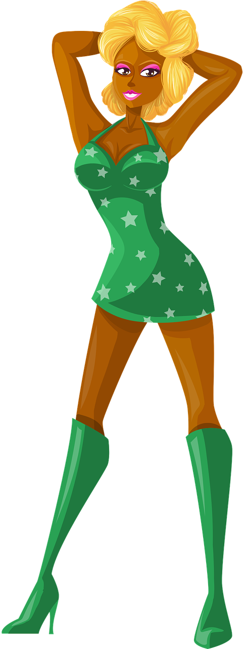 Blonde Comic Characters Dress Clipart (640x1280), Png Download