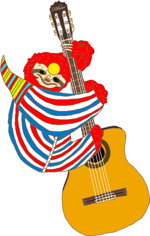 Sloth Clipart Guitar - Png Download (517x800), Png Download
