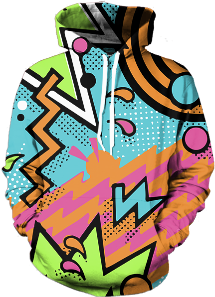 90s Party Hoodie Clipart (600x600), Png Download