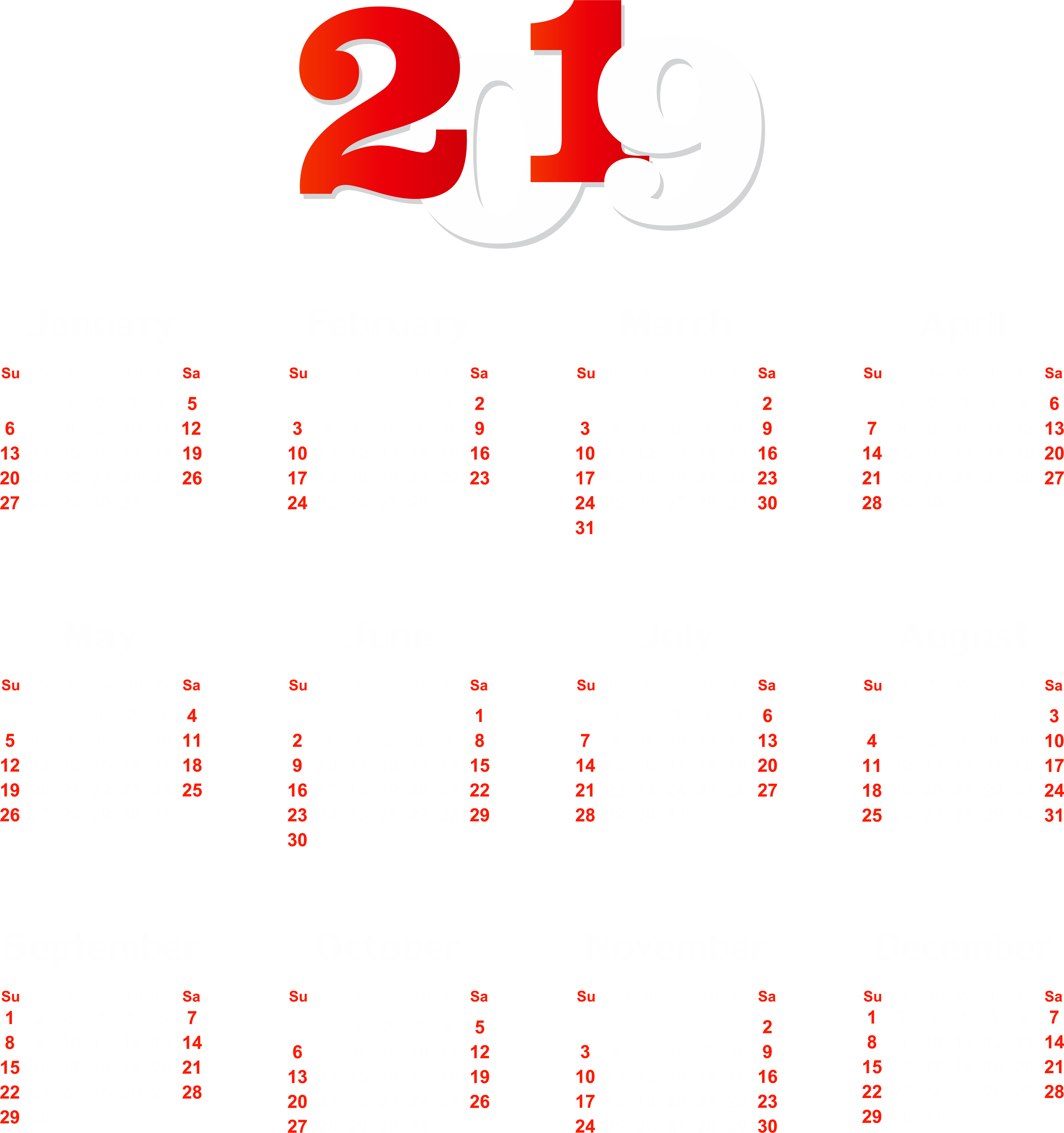 Calendar Clipart - Png Download (7519x8000), Png Download