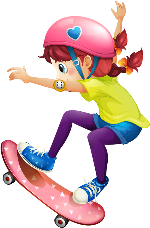 Girl On Skateboard - Girl Skateboard Clipart - Png Download (554x800), Png Download