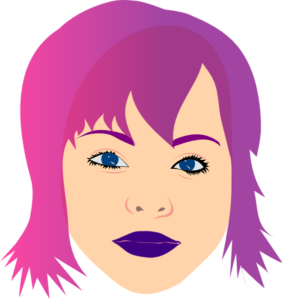 Clipart Girl With Purple Hair - Png Download (564x597), Png Download