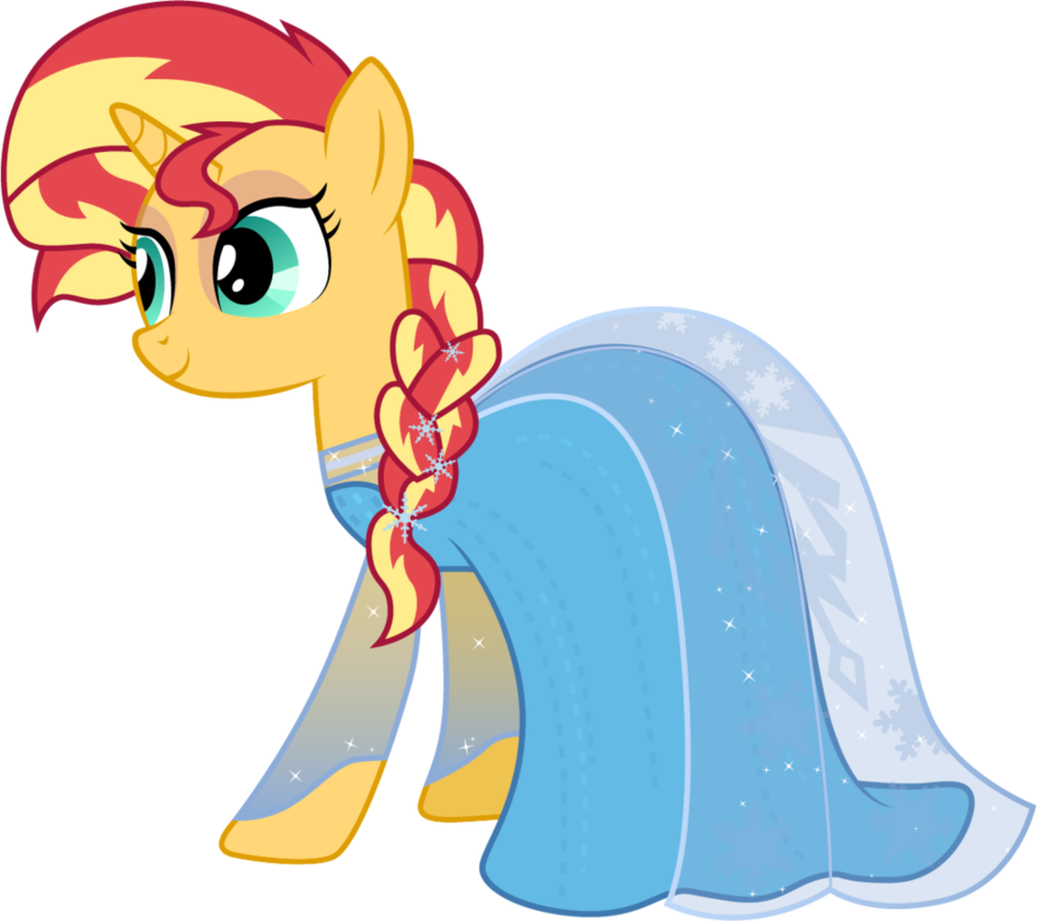 Sunset Shimmer As Elsa By Cloudyglow - Mlp Sunset Shimmer The Dress Clipart (948x842), Png Download