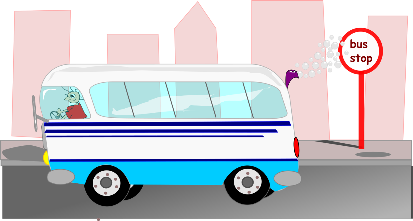 Airport Bus Motor Vehicle Car Van - Bus Leaving The Bus Stop Clipart (1907x750), Png Download