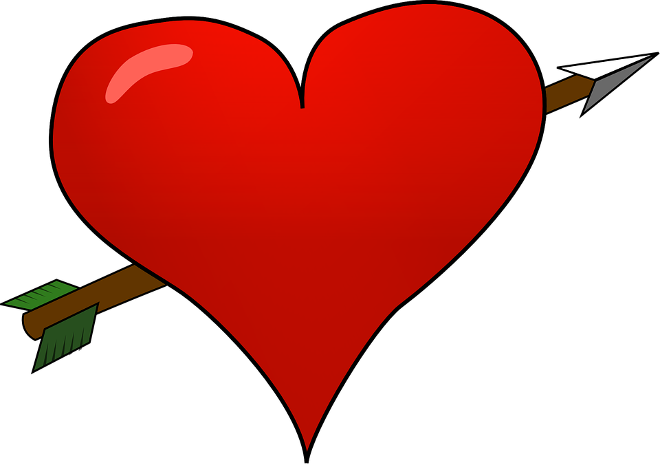 Arrow Clipart Valentines - Valentines Heart With Arrow - Png Download (960x676), Png Download