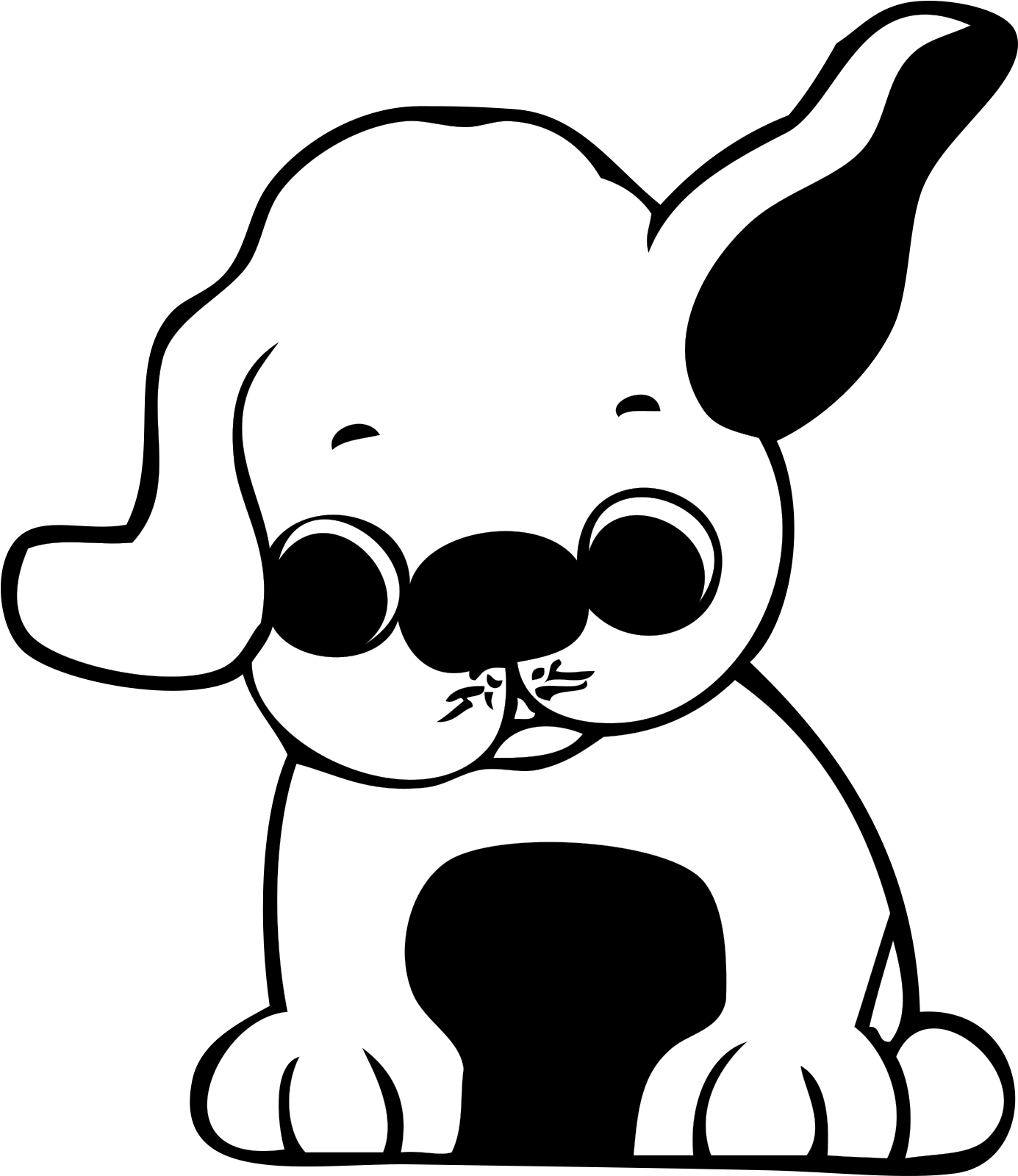 Puppy Clipart Black And White - Png Download (999x1152), Png Download