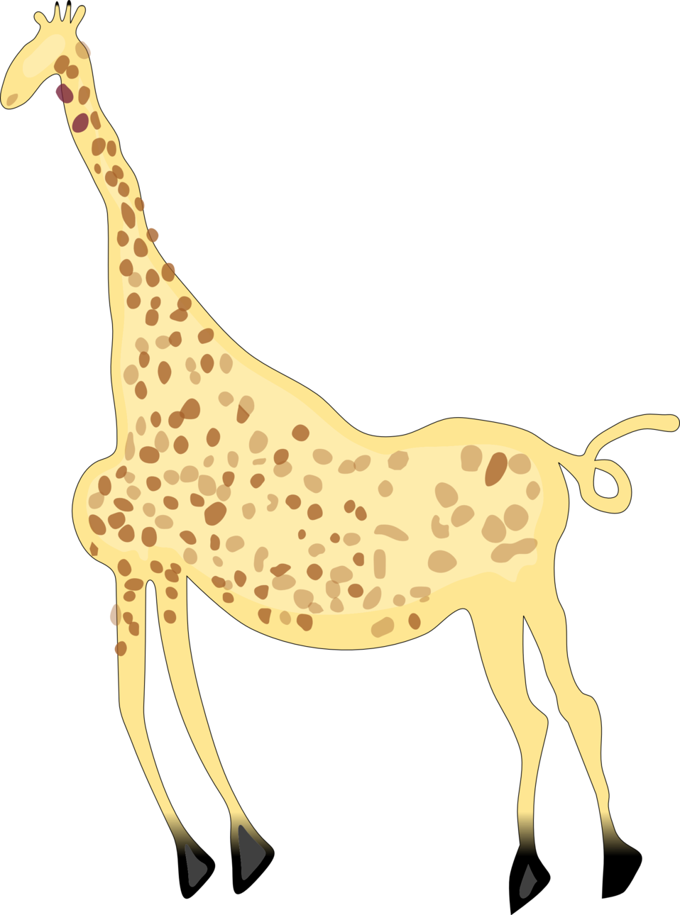 Rock Art Acacus Giraffe - زرافه ملونه Clipart (958x1290), Png Download