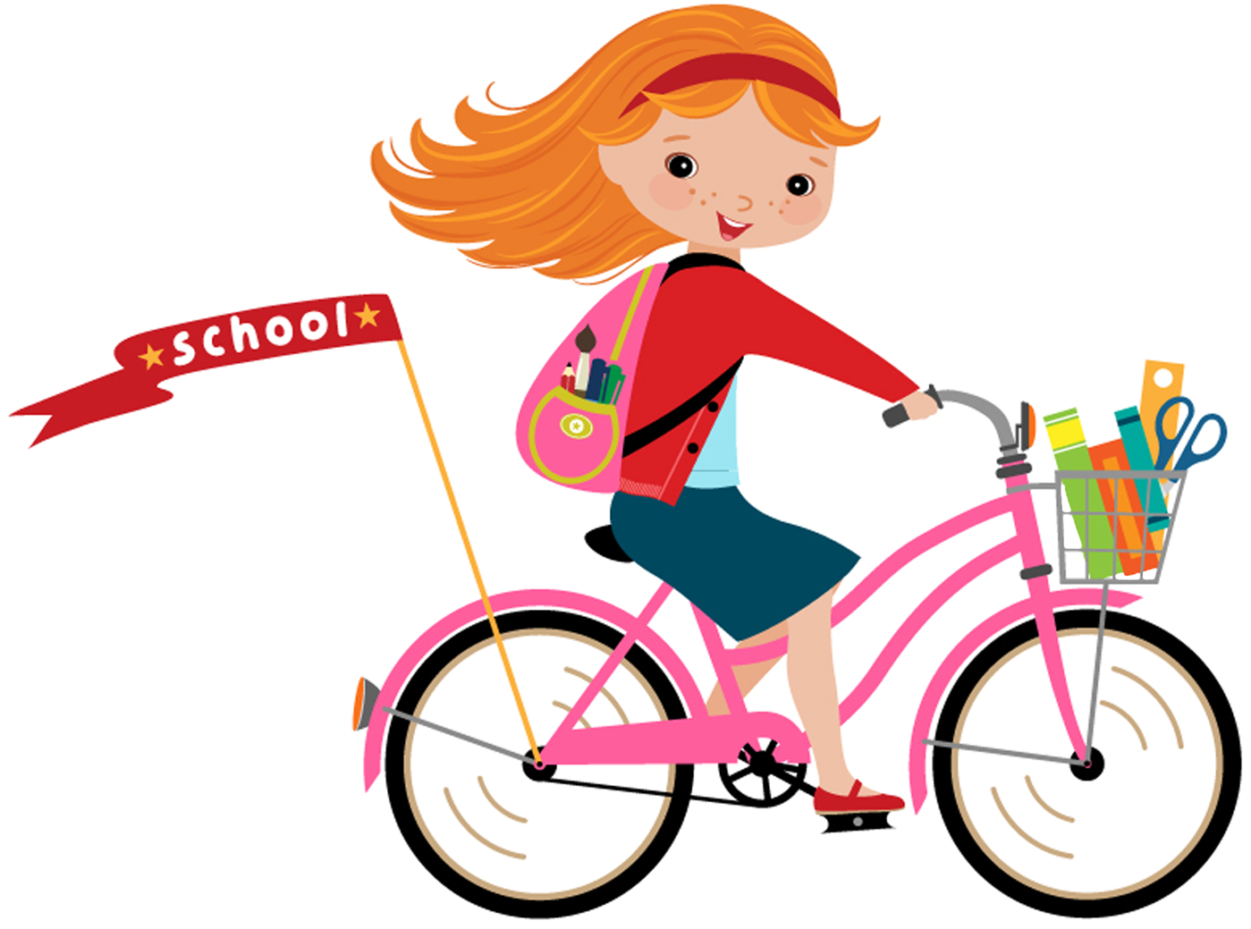 Image Royalty Free Library Bicycle Clip Art Little Cartoon Girl On