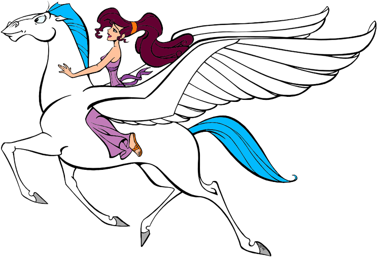 New Meg Riding Pegasus Clipart (745x509), Png Download