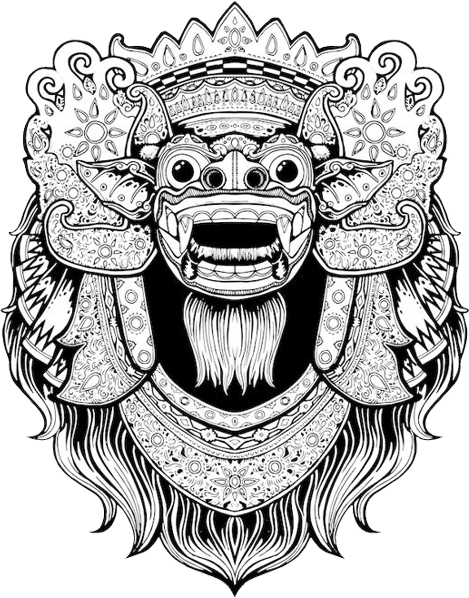 Balinese Art Bali Barong T-shirt Drawing Clipart - Png Download (967x1245), Png Download