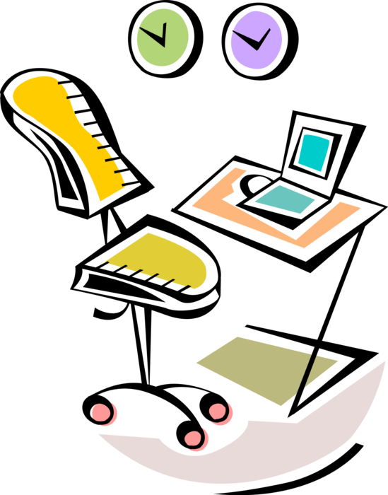 Chair At Desk Image Clipart (549x700), Png Download