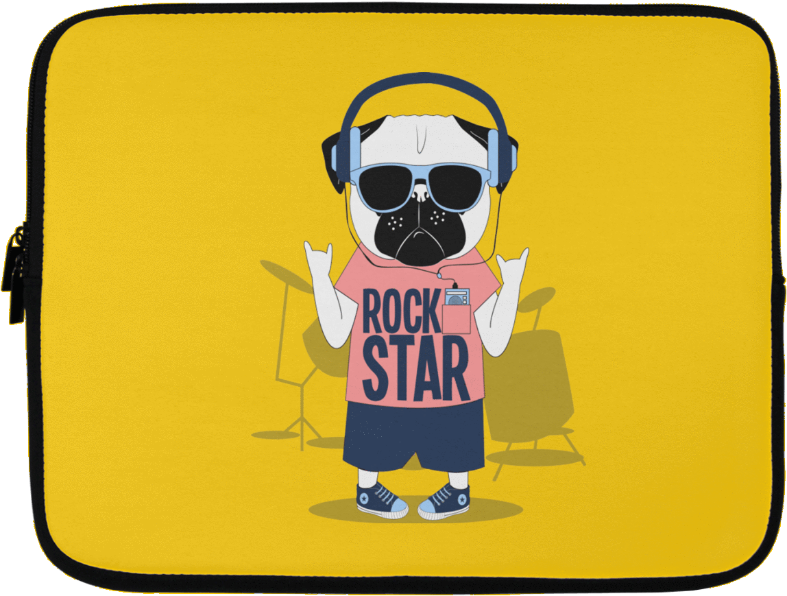 Rockstar Pug Laptop Sleeves Clipart (1155x1155), Png Download