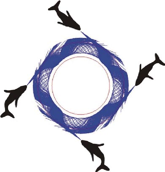 Four Whales Insonify An Annular Bubble Net Having The Clipart (651x615), Png Download
