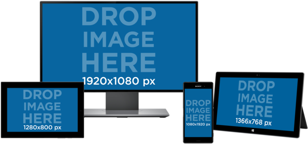 Multiple Device Mockup Of A Monitor, Android Phone, Clipart (640x480), Png Download