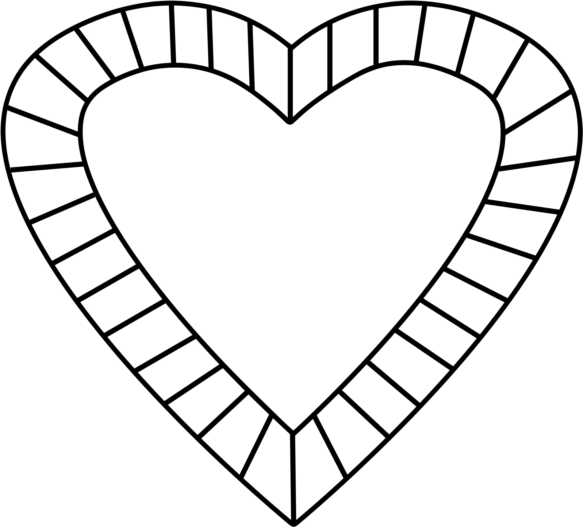 Heart With Lined Borderdownload Now Clipart (2000x1878), Png Download