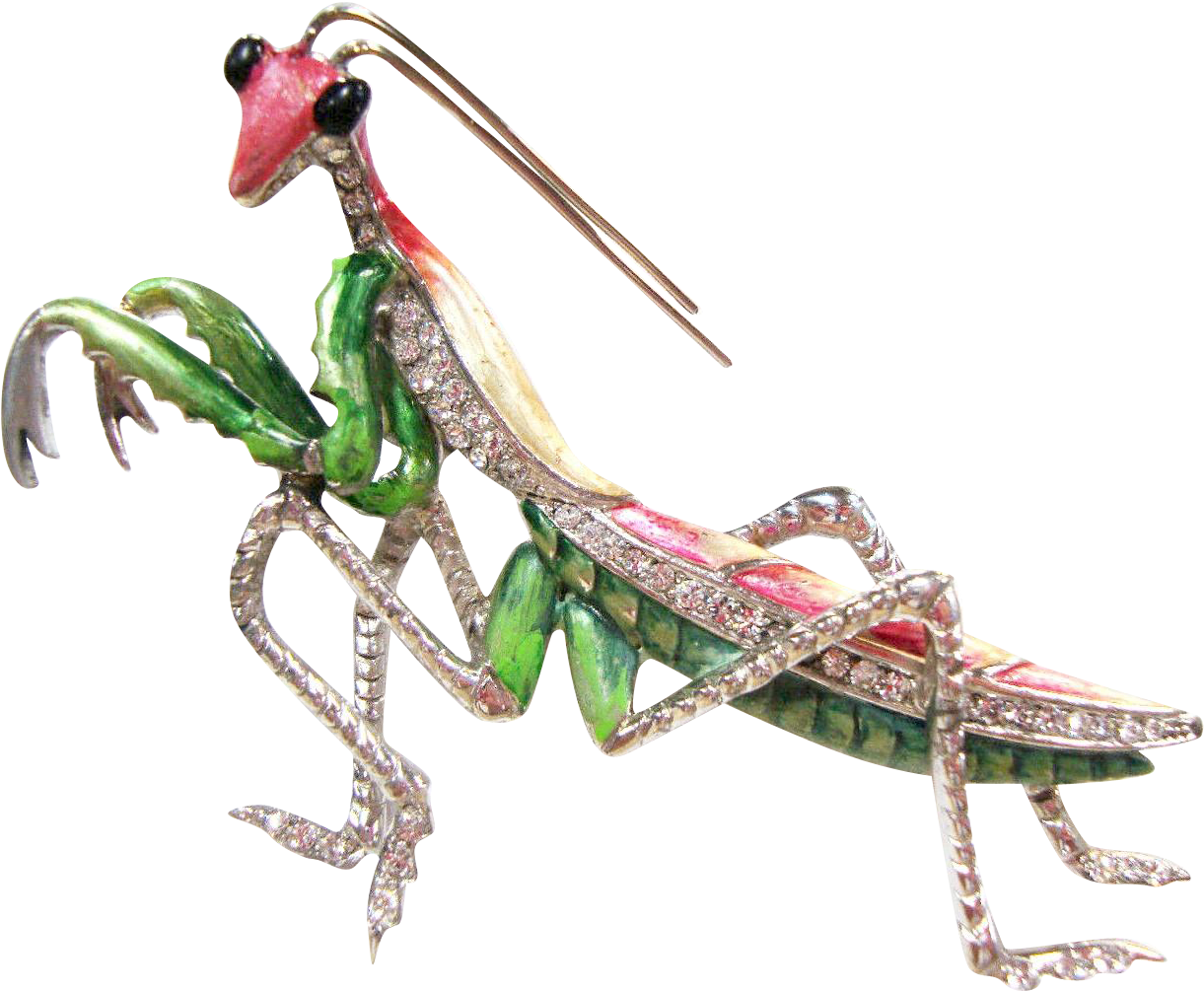 Mb Boucher Rare Large Metallic Enamel And Pave 'preying/praying Clipart (1220x1220), Png Download