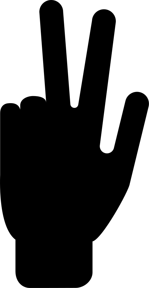 Three Fingers Extended Of Hand Silhouette Comments Clipart (508x980), Png Download