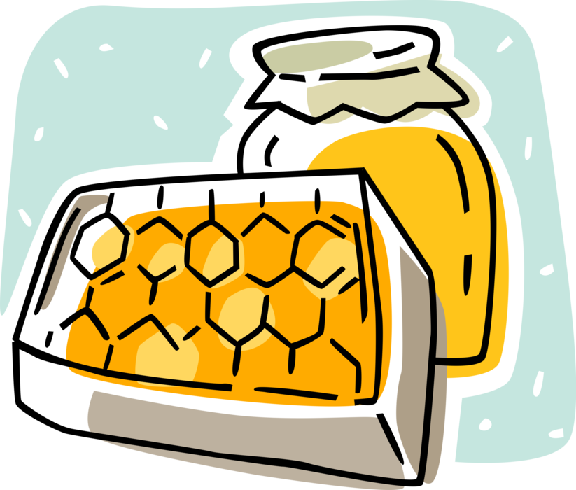 Vector Illustration Of Apiary Honey Production Honeycomb Clipart (823x700), Png Download