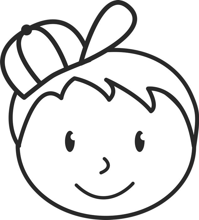 Face With Messy Hair And Hat Stamp Clipart (633x700), Png Download