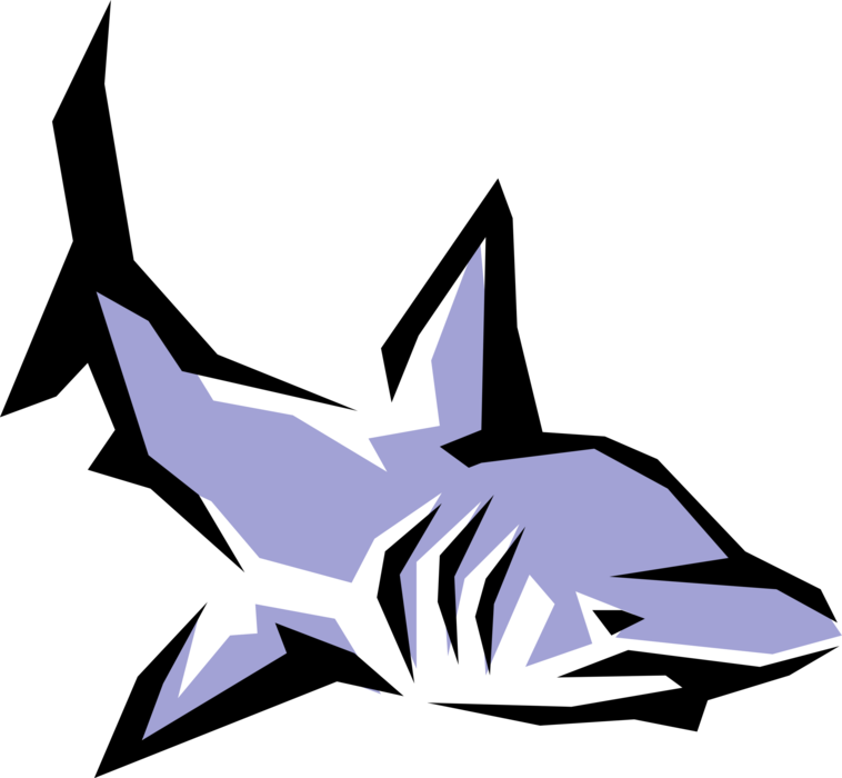 Vector Illustration Of Marine Predator Shark Swimming Clipart (758x700), Png Download