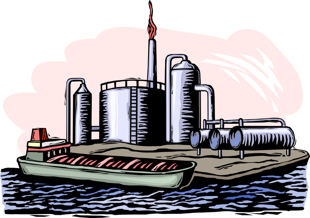 Vector Illustration Of Crude Oil Delivered By Tanker Clipart (997x700), Png Download