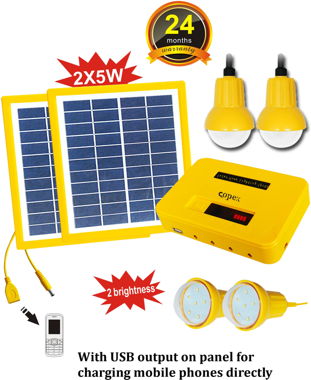 Solar Kit With 4 Led Bulbs Clipart (1366x768), Png Download
