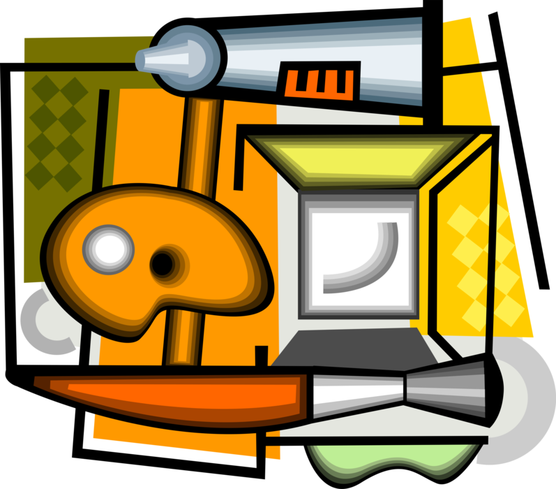 Vector Illustration Of Visual Arts Painting Equipment Clipart (797x700), Png Download