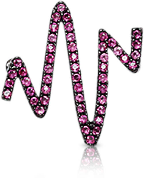 Heart Beat Black And Ruby Crystals Clipart (500x629), Png Download