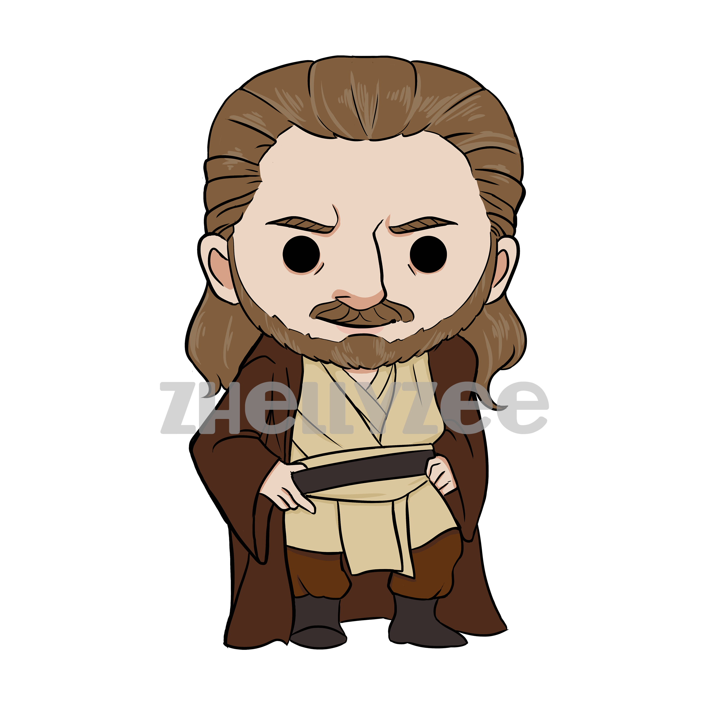Qui-gon Jinn Pillow Plush Clipart (3000x3000), Png Download