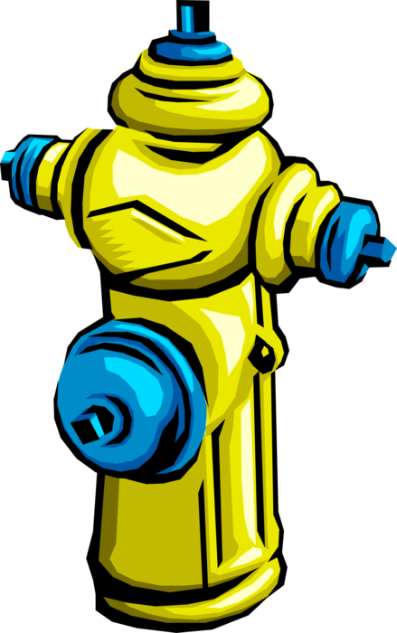 Vector Illustration Of Yellow And Blue Fire Hydrant Clipart (439x700), Png Download