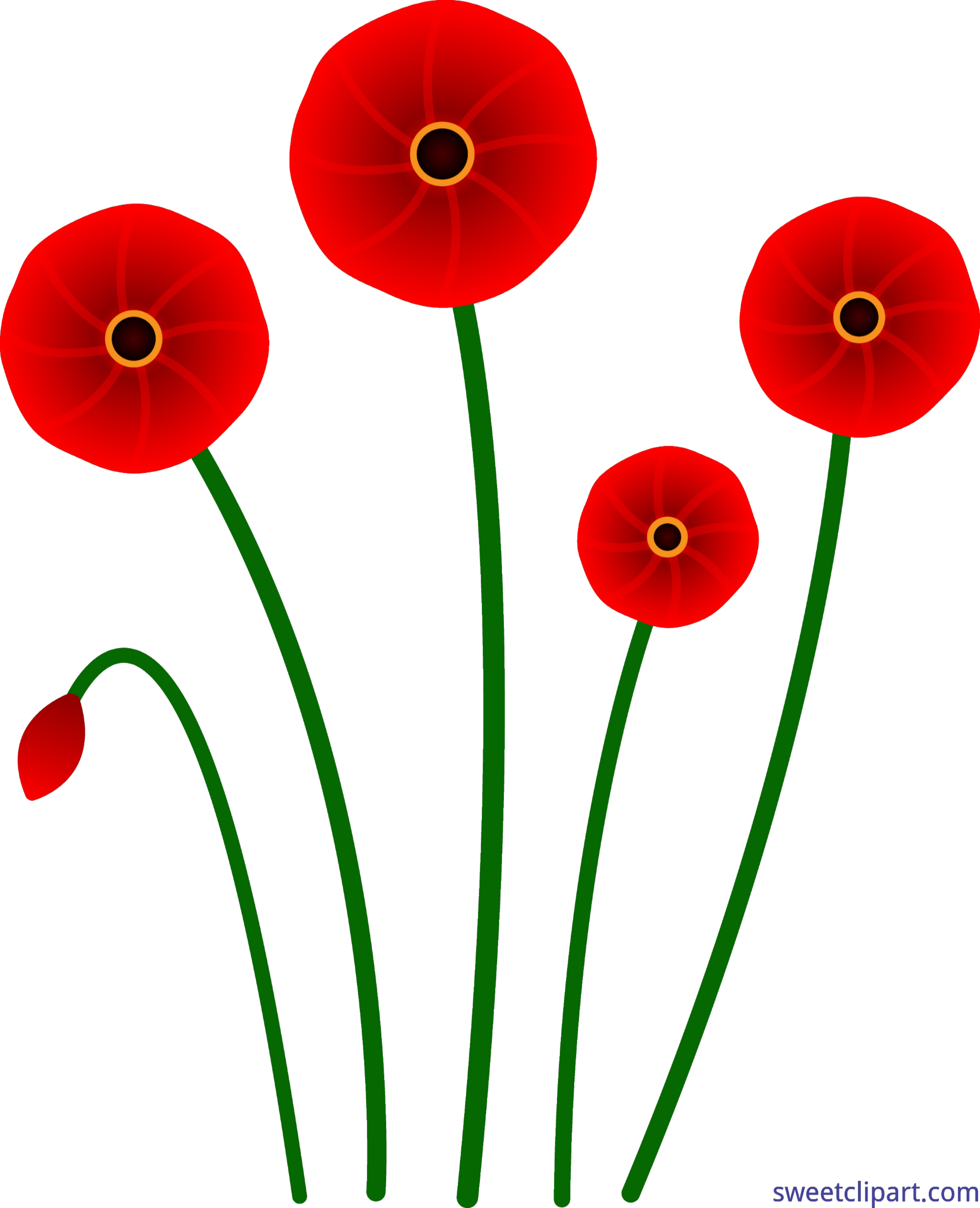 Poppies Red Clip Art Sweet - Png Download (5560x6855), Png Download