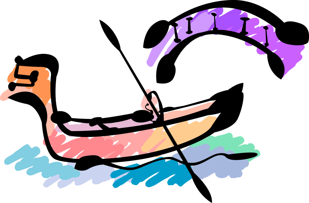 Vector Illustration Of Venetian Gondola Steered By Clipart (1063x700), Png Download