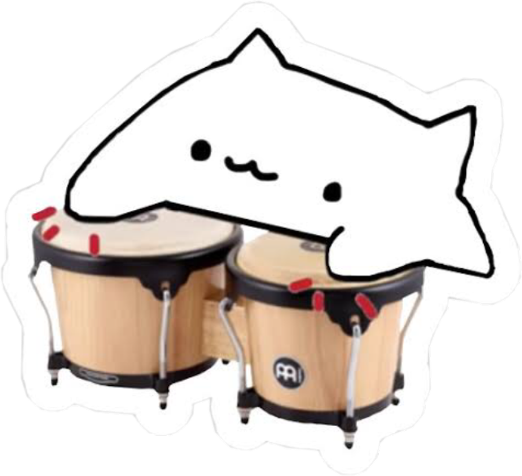 Bongocat Bongo Cat Drum Girl Cool Tumblr White Unicorn Clipart (1024x935), Png Download